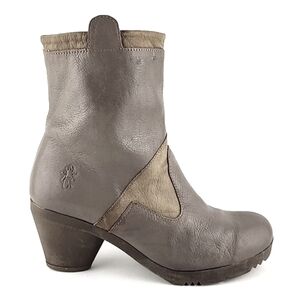 Fly London Women's Grey Leather Salv Ankle Chelsea Boots 37